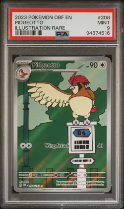 Pokemon Pidgeotto 208/197 SV03: Obsidian Flames Holo Illustration Rare PSA 9 MNT - Image 1