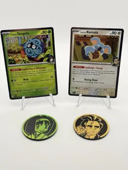 Pokemon TCG Larrys Komala & Erikas Tangela Ascended Heroes 2 Pack Promos + Coins - Image 1