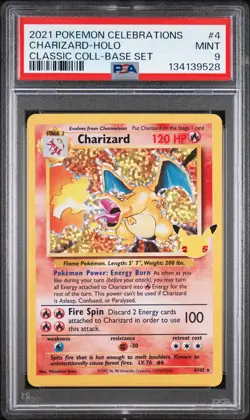 2021 POKEMON CELEBRATIONS CLASSIC COLL #4 CHARIZARD-HOLO PSA 9 - Image 1