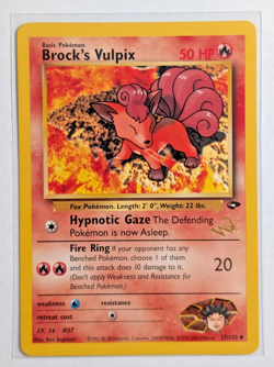Brock's Vulpix 37/132 Gold W Stamp Uncommon Gym Challenge 2000 Pokemon NM/LP - Image 1