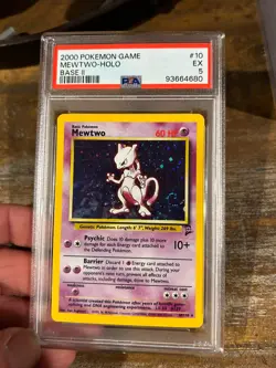 POKEMON 2000 Base II MEWTWO Holo #10 PSA 5 Swirl RARE - Image 1