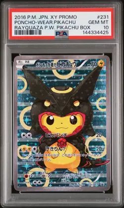 2016 POKEMON JPN XY PROMO #231 PONCHO-WEARING PIKACHU PSA 10 - Image 1