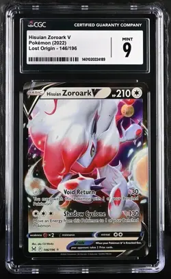 Pokemon Lost Origin Ultra Rare Hisuian Zoroark V 146/196 CGC Graded MINT 9 - Image 1