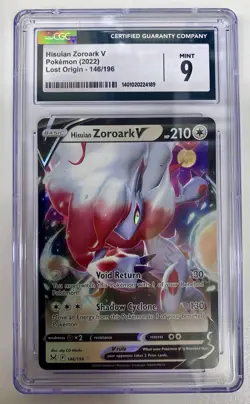Pokemon Lost Origin Ultra Rare Hisuian Zoroark V 146/196 CGC Graded MINT 9 - Image 3