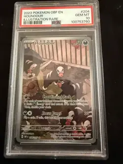 2023 POKEMON OBF EN-OBSIDIAN FLAMES ILLUSTRATION RARE #204 HOUNDOUR PSA 10 - Image 1