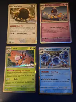 Stellar Crown Prerelease Pokemon Promo Set Bouffalant Crabominable Drifblim Ledi - Image 1