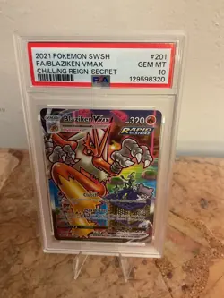 2021 Pokemon Sword and Shield Chilling Reign Secret Full Art/Blaziken VMax PSA10 - Image 1