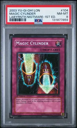 2003 Yu-Gi-Oh! Magic Cylinder Labyrinth of Nightmare LON 1st Ed Secret PSA 8 - Image 1