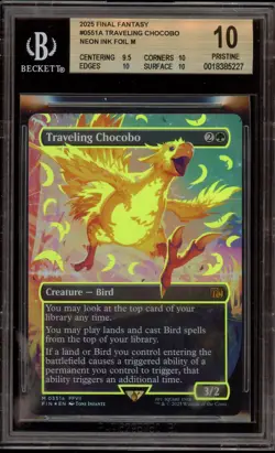 Magic MTG Traveling Chocobo Final Fantasy Neon Ink Yellow Foil #0551a BGS 10 - Image 1