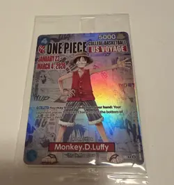 Bandai One Piece Monkey.D.Luffy Promo Full Art Foil US Voyage P-055 Card - Image 1
