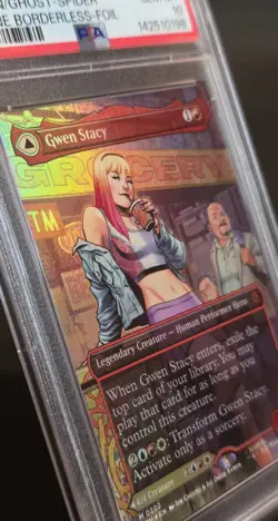 Wizards of the Coast Gwen Stacy & Ghost-Spider Scene Borderless Foil PSA 10 - Image 4