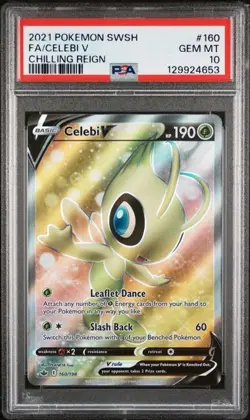 PSA 10 Celebi V Full Art 160/198 Pokemon SWSH Chilling Reign 2021 Gem Mint - Image 1