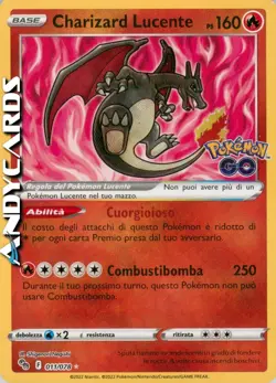 CHARIZARD LUCENTE 011/078 • Rara Shining • Pokemon Go PGO POKEMON ITALIANO - Image 1