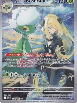 CYNTHIA'S ROSERADE ILLUSTRATION RARE FULL ART 184/182 POKEMON DESTINED RIVALS - Image 1