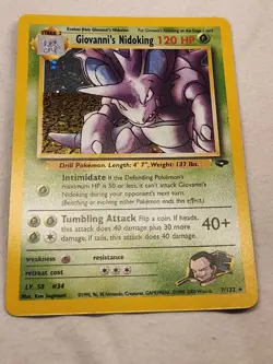 Pokemon TCG Giovanni's Nidoking Gym Challenge Holo Card 7/132 LP - Image 1