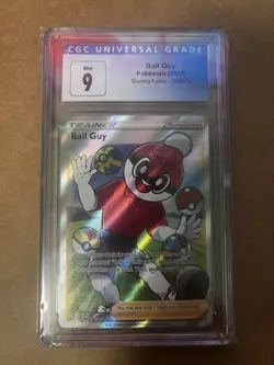 TCG Pokemon Card Ball Guy Trainer Shining Fates 065/072 CGC Graded Mint 9 - Image 1
