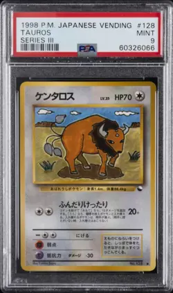 1998 POKEMON JPN VENDING SER III #128 TAUROS PSA 9 - Image 1