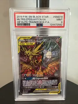 2019 Pokemon Moltres & Zapdos & Articuno Gx Black Star Promo #SM210 PSA MINT 9 - Image 1