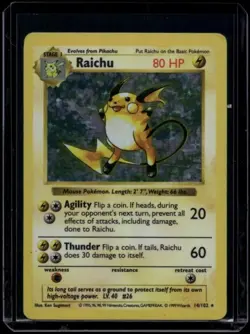 Pokemon TCG Raichu 14/102 Base Set Shadowless Holo Rare HP - Image 1