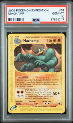 2002 Pokemon Expedition #51 Machamp PSA 10 GEM MINT - Image 1
