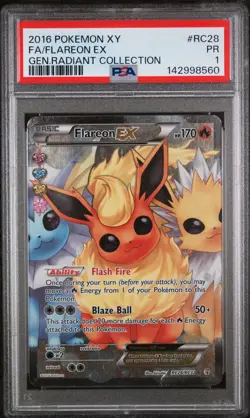 2016 POKEMON XY GENERATIONS RADIANT COLL #RC28 FULL ART/FLAREON EX PSA 1 - Image 1