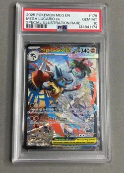 Pokemon PSA 10 Gem Mint Mega Lucario EX 179/132 SIR Mega Evolution - Image 1