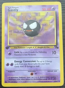 1st Edition Gastly 33/62 Pokemon TCG WOTC Base Set Fossil MINT NM - Image 1