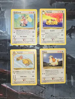Fearow, Farfetch'd, Persian, Pidgey Base Set 2 Card Lot Pokemon Vintage - Image 2