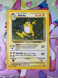 Raichu 14/102 Holo Rare Base Set - Pokemon Card WOTC LP - Image 1