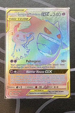Pokemon Gengar & Mimikyu GX TAG TEAM Secret Rare Holo Team Up 186/181 240 HP - Image 1