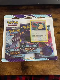 Pokemon Sword & Shield Chilling Reign Snorlax 3-Pack Blister Set Factory Sealed - Image 1
