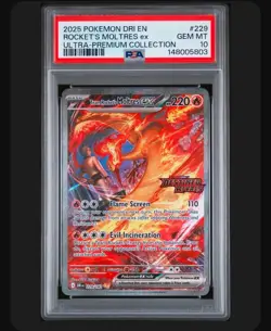 2025 POKEMON DRI EN-DESTINED RIVALS #229 TEAM ROCKET'S MOLTRES EX PSA 10 - Image 1