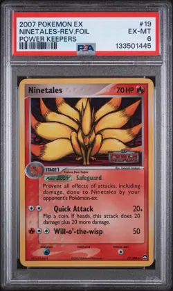Pokemon Card - Ninetales Reverse - 19/108 - EX Power Keepers - 2007 - PSA 6 - Image 1