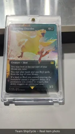 MTG Magic the Gathering FOIL Traveling Chocobo Borderless FIN G2U - Image 2