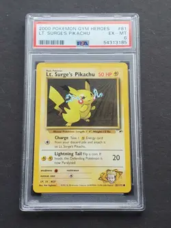 PSA 6 LT. SURGE'S PIKACHU 81/132 - GYM HEROES SET - EX/MT - Image 1