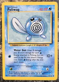 1999 Pokemon Basic Base Set Poliwag 59 NM or Better - Image 1