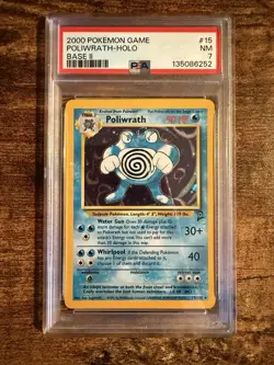 2000 Pokemon Base Set 2 Poliwrath Holo #15 PSA 7 NM – WOTC Vintage - Image 1