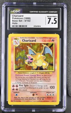 CGC 7.5 Charizard 1999 Base Set 4/102 Holo Pokemon Card - Image 1