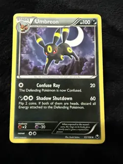 Pokemon 2012 Dark Explorers Umbreon #61/108 Black and White TCG Rare Card - Image 1