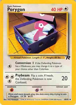 Porygon 48/82 Uncommon Team Rocket Pokemon LP - Image 1