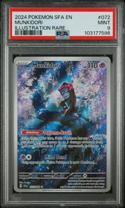 2024 POKEMON SFA EN-SHROUDED FABLE ILLUSTRATION RARE #072 MUNKIDORI PSA 9 - Image 1