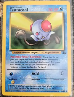 1999 Pokemon Fossil Set Tentacool 56 NM or Better - Image 1