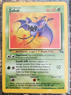 1999 Pokemon Fossil Set Zubat 57 NM or Better - Image 1