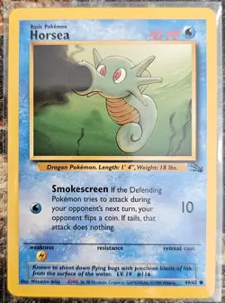 1999 Pokemon Fossil Set Horsea 49 NM or Better - Image 1