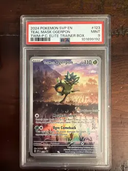 Teal Mask Ogerpon Scarlet & Violet Promo Card 123 Pokemon Center Stamp PSA 9 - Image 1