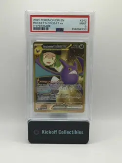 2025 POKEMON DRI EN-DESTINED RIVALS HYPER RARE TEAM ROCKET'S CROBAT EX PSA 9 - Image 1