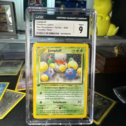 2001 POKEMON NEO REVELATION 1ST ED-DOUBLE HOLO ERROR #9 JUMPLUFF-HOLO CGC 9 - Image 1