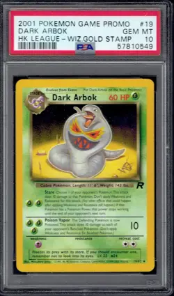 2001 Pokemon Dark Arbok Wizard Stamp 19/82 PSA 10 (Team Rocket) - Image 1