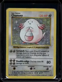 Pokemon TCG Chansey 3/102 Base Set Shadowless Holo Rare DMG - Image 1