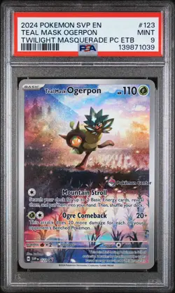 Pokemon TCG Teal Mask Ogerpon Pokemon Center ETB Stamped Promo PSA 9 - Image 1